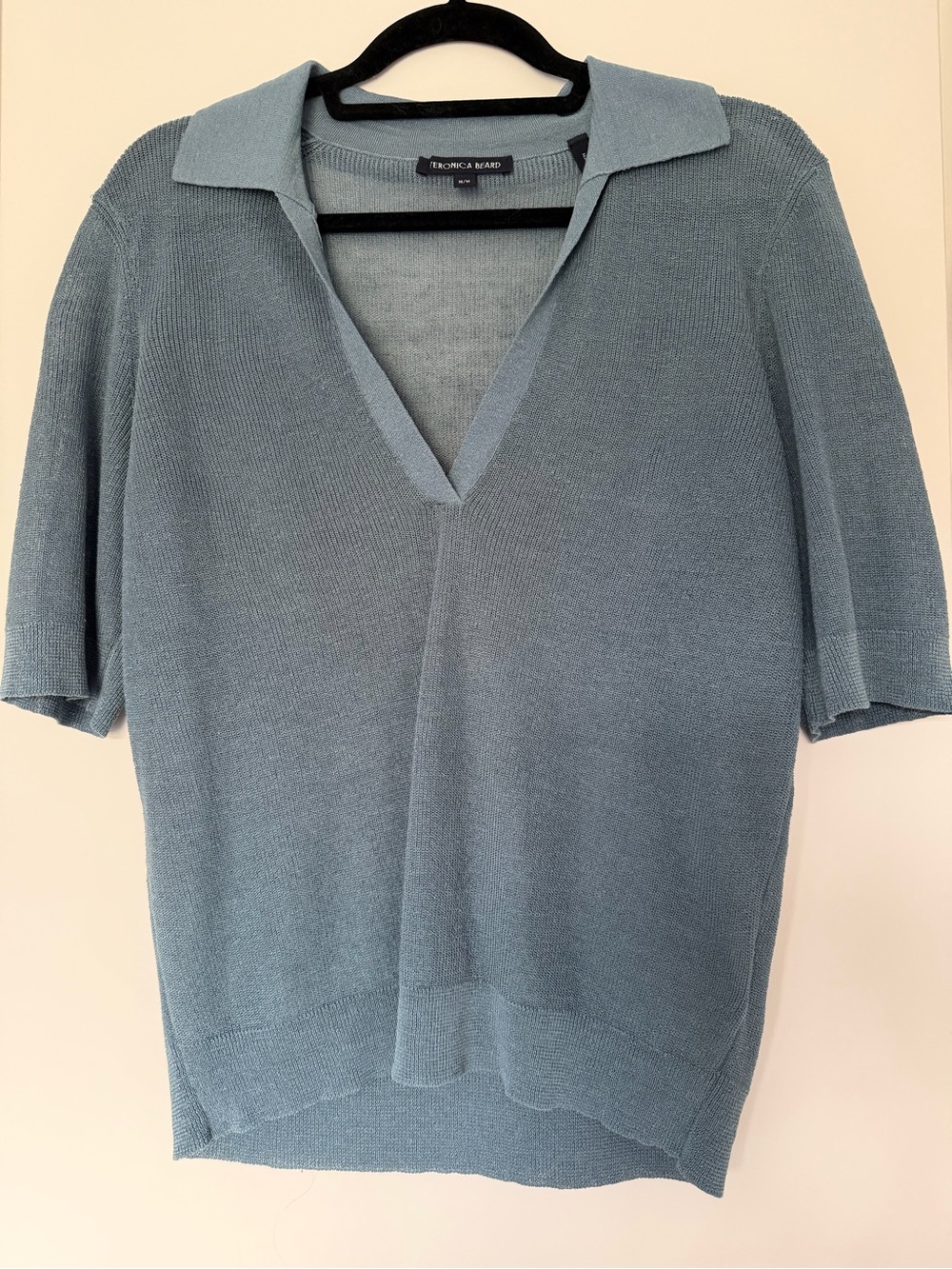 Veronica Beard Women's Slate Blue Knit Polo Top